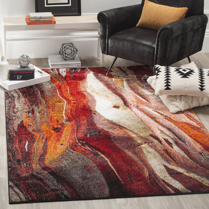 Mercer41 Chaena Abstract Red/Gray Area Rug & Reviews Wayfair